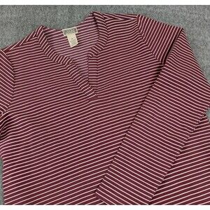Duluth Trading CO Ponte Pro Tunic Top Women's Med Purple Striped with Pockets
